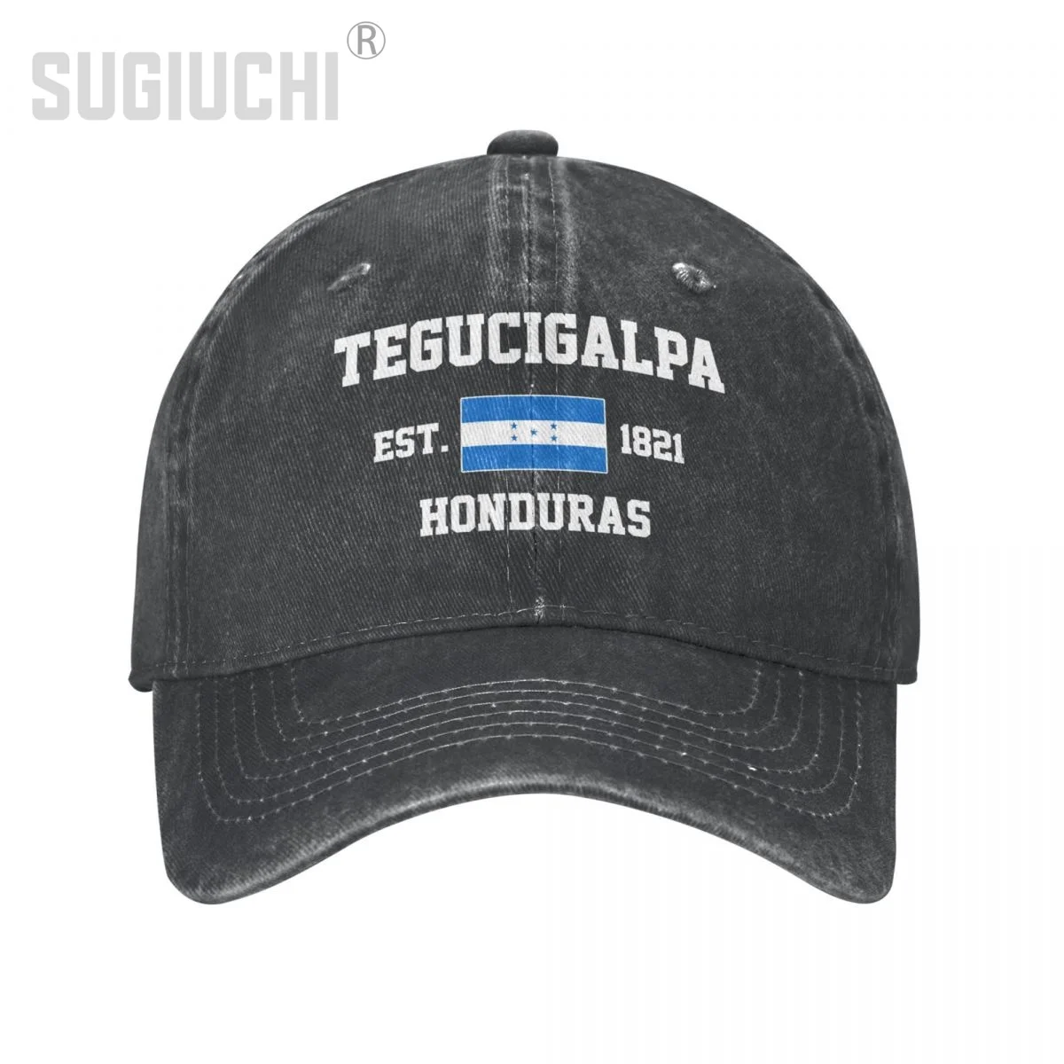 Flag of Honduras EST.1821 Tegucigalpa Unisex Adult Charcoal Washed Denim Baseball Cap Men Vintage Cotton Patriotic Trucker Hat