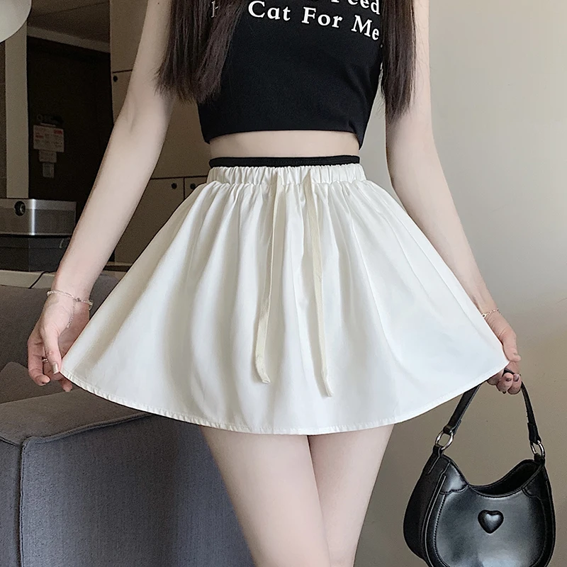 Pengpeng skirt half body patchwork skirt pants 2024 summer A-line high waist slimming and anti glare short skirt women's ins