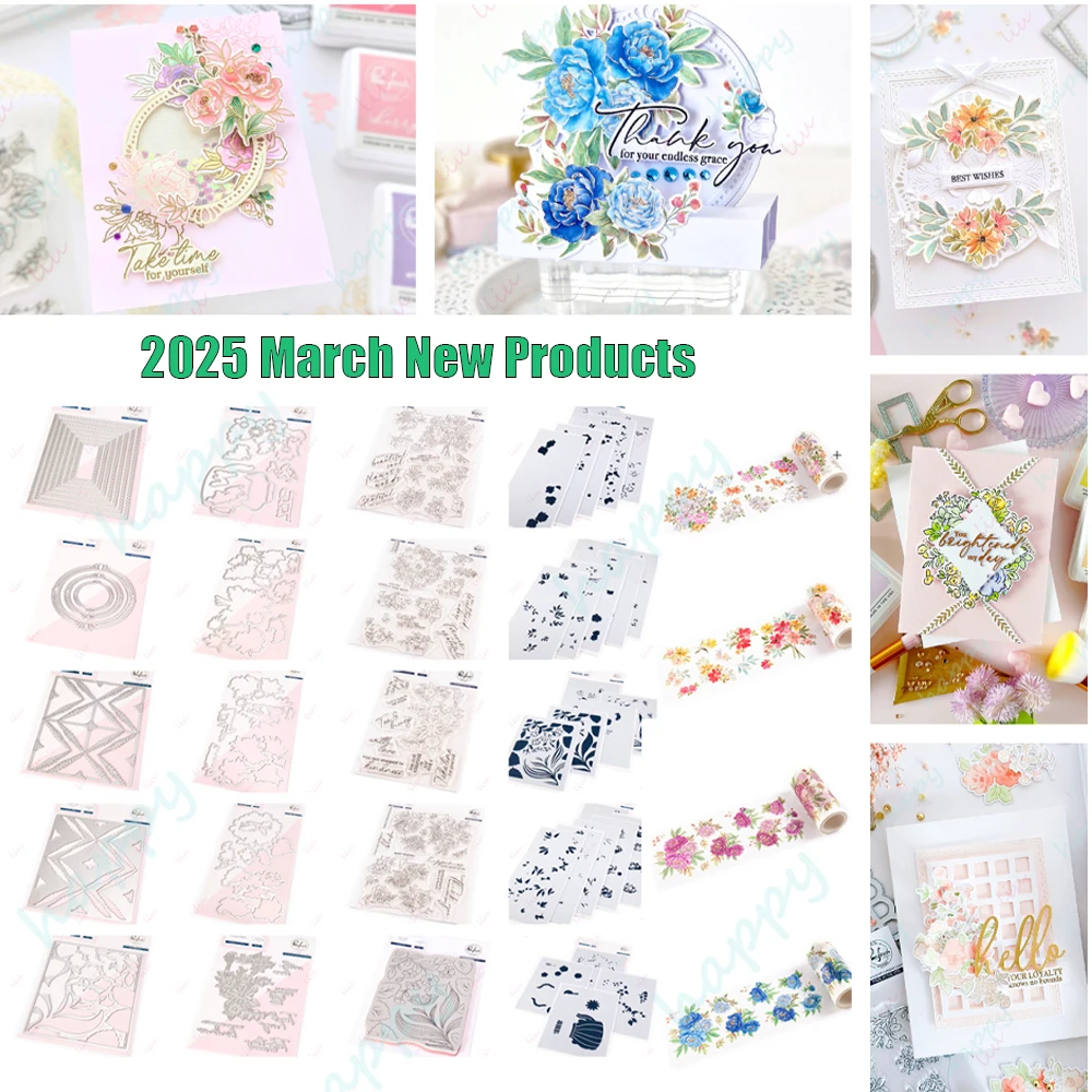 2025 March New Joyful Blooms Full Release Bundle Metal Cutting Cutter Dies Stamps and Hot Foil Stencils DIY Crafting Decoration