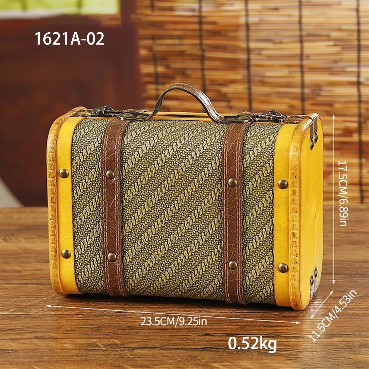 

Vintage Wooden Suitcase, Crafts Wood Storage Box, Rustic Decorative Gift Boxes for Art Hobbies, Travel and Souvenir Collectibles