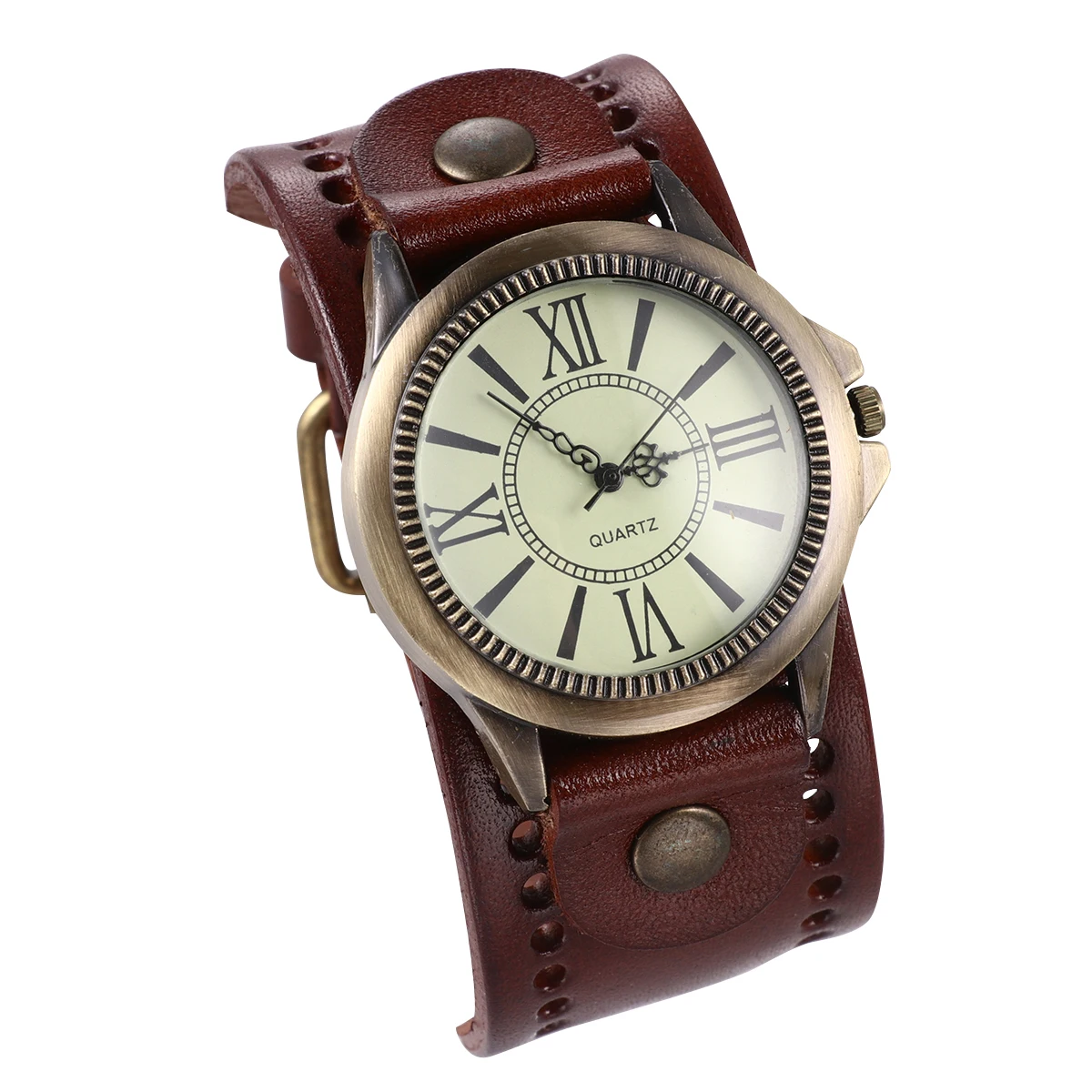 

Genuine Cowhide Vintage Roman Dial Quartz Wristwatch For Women Stylish Retro Bracelet Watch Band Timepiece Gift Birthday