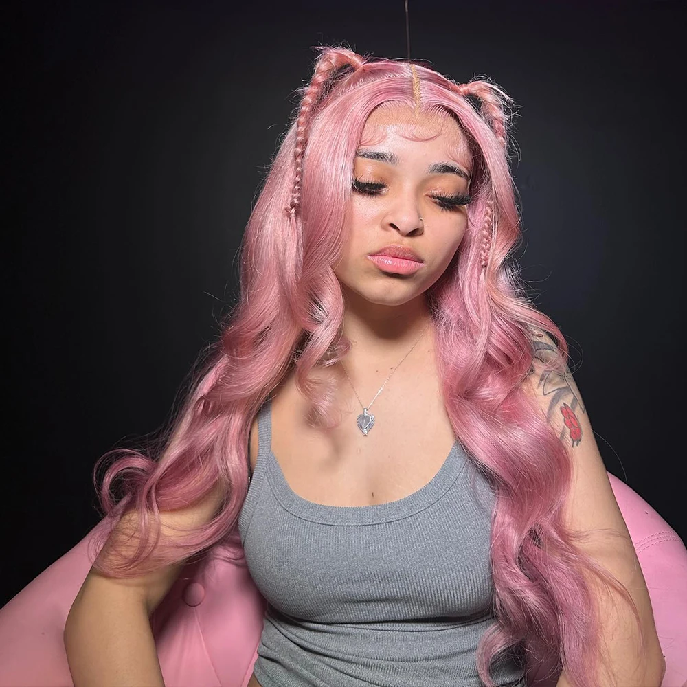 

Ash Purple Straight Human Hair Wigs 13x6 HD Transparent Lace Front Wig Rose Purple 100% Human Hair Lace Frontal Wig For Women