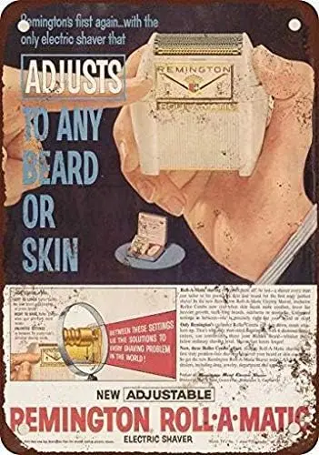 Metal Tin Sign 1959 Remington Roll-A-Matic Electric Shavers Funny Signs Bar Pub Decor Retro