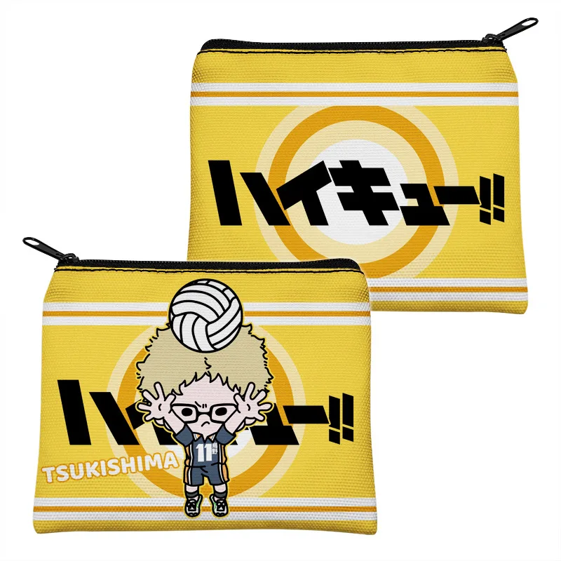 Imagem -04 - Anime Haikyuu Bolsa de Moedas de Lona Portátil Carteira de Moda Bonito Hinata Kageyama Tsukishima Kozume Kurono