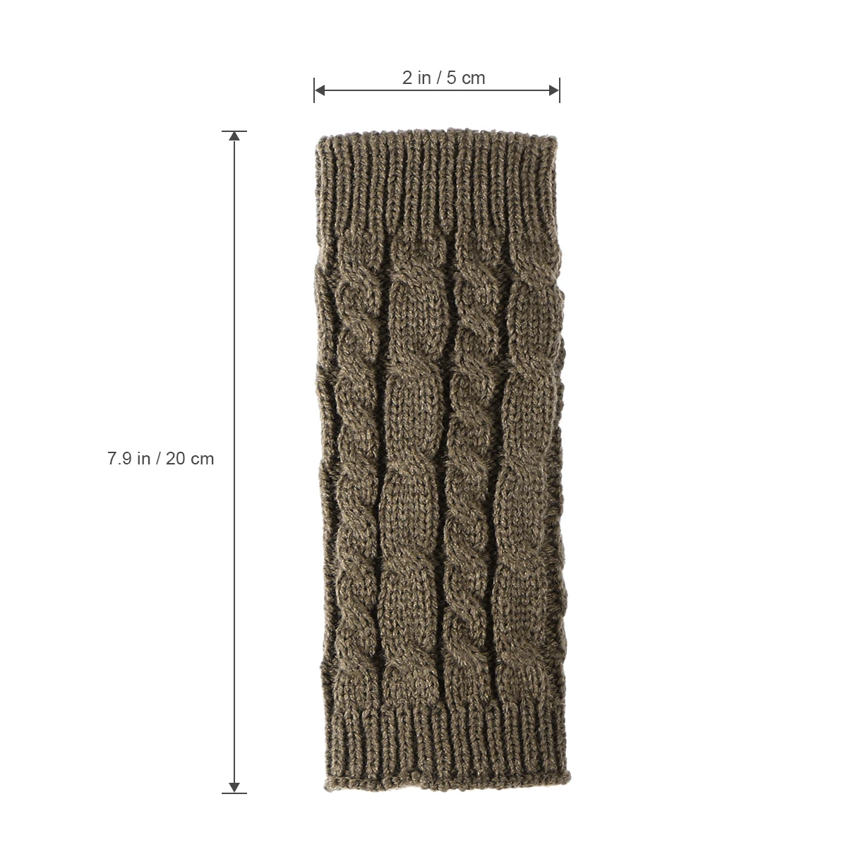 

Fingerless Knitted Gloves 20cm Winter Arm Sleeve Warmers Khaki Thumb Hole Unisex Soft Comfortable Men Women Winter Long Gloves