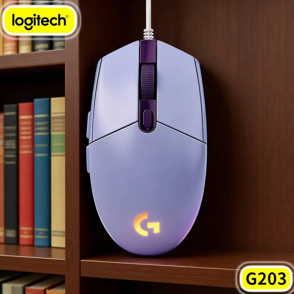 Logitech G203 Wired Gaming Mouse Practical E‑Sport Adjustable Sensitivity Soft RGB Anti‑Slip Base USB Pc Office