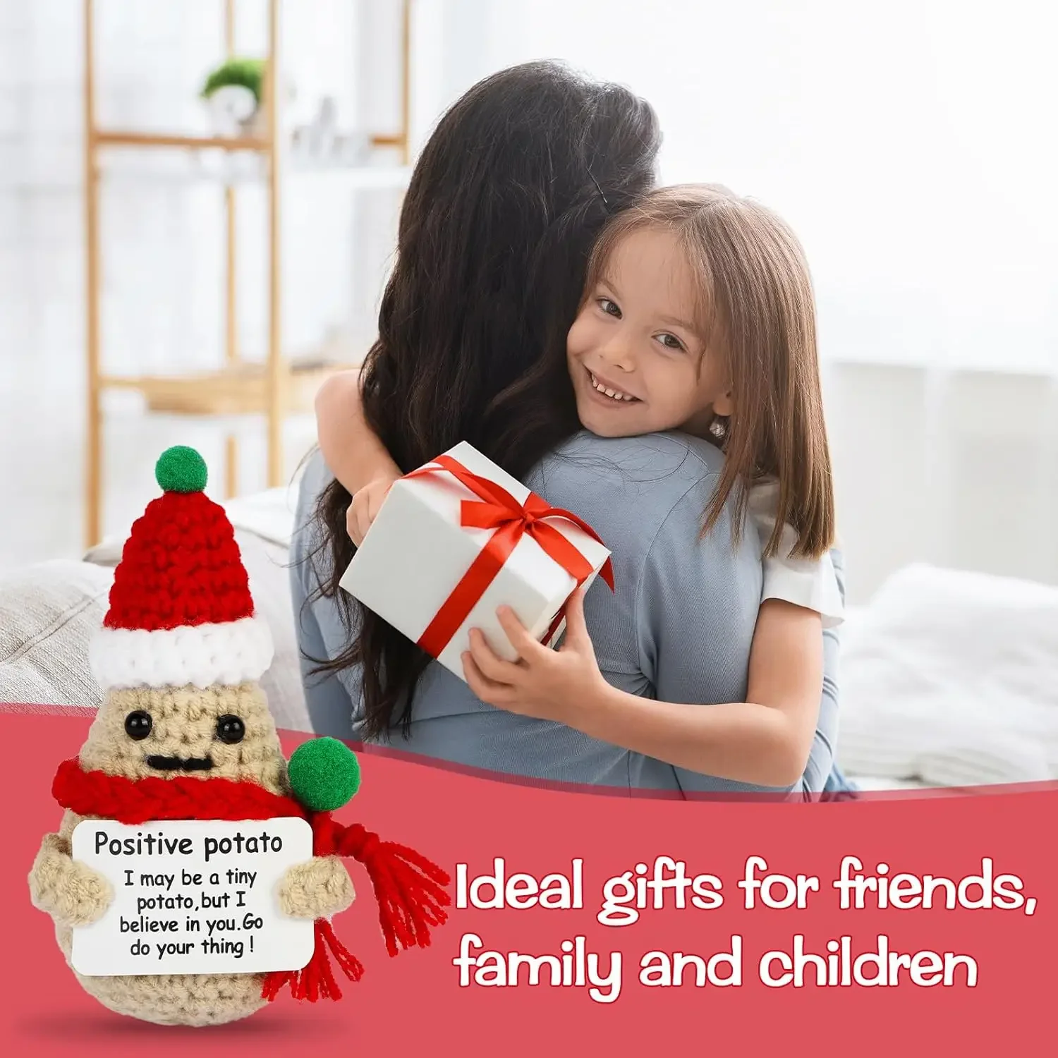 مضحك عيد الميلاد الإيجابية البطاطس العاطفية الدمى غرفة المنزل الديكور اليدوية الكروشيه محبوك الصوف البطاطس دمية حلية الهدايا