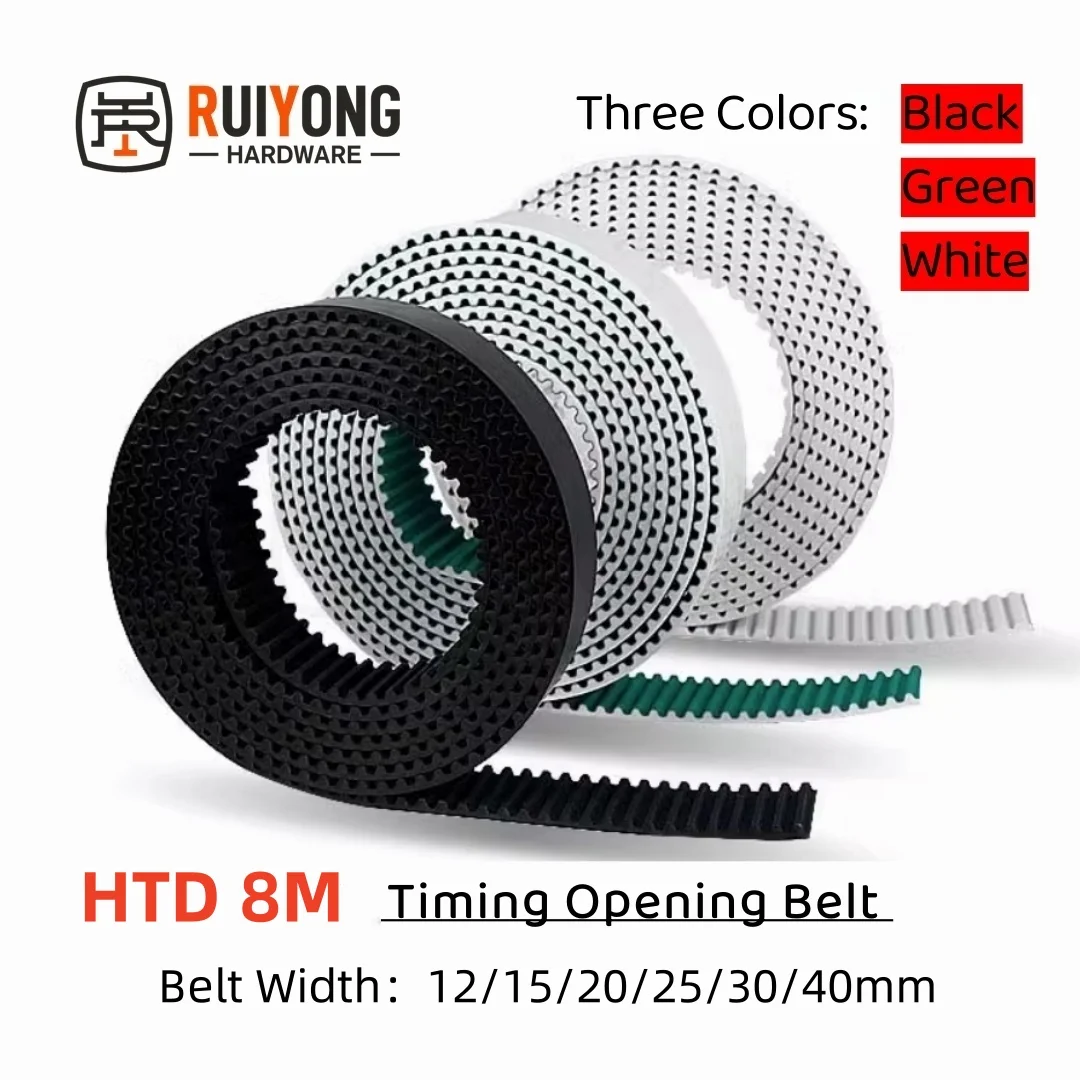 HTD 8M PU Open belt Three Colors Width: 12/15/20/25/30/40mm Timing Polyurethane Transmission Belt For 3DPrinters Etc