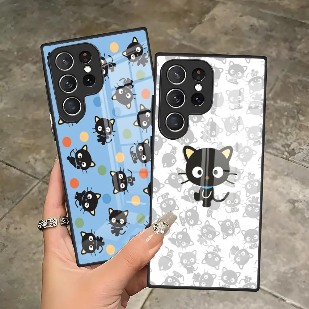 Kawaii C-ChocoCat-TSES Phone Case For Samsung S26 S25 Edge S24 S23 S22 Ultra Plus Fe A57 A37 A17 A56 5G Glass Cover