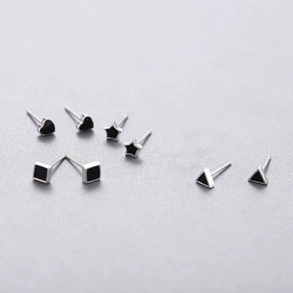 Retro Temperament Star Geometric Cool Mini Dripping Oil Korean Style Ear Stud Fashion Jewelry Female Heart Earrings