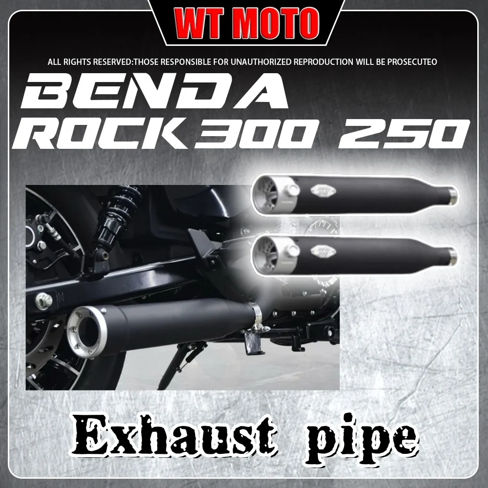 

For BENDA ROCK 250 300 left and right double outlet cobra exhaust pipe valve full section sound wave thick accessories