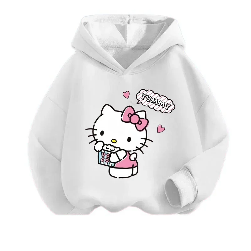 Kawaii Hello Kitty Hoodie Kids Clothes Girls Clothing Fashion Baby Boys Clothes Autumn Warm Sweatshirt Children Tops