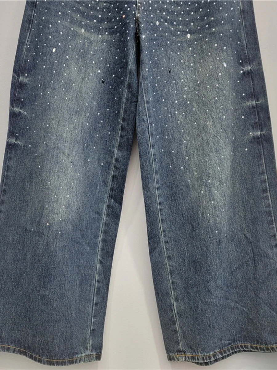 GALCAUR الصلبة تقسم الماس شيك السراويل الإناث عالية الخصر فضفاضة مكتب تخفيف المرأة بنطال ذو قصة أرجل واسعة الخريف موضة جديدة