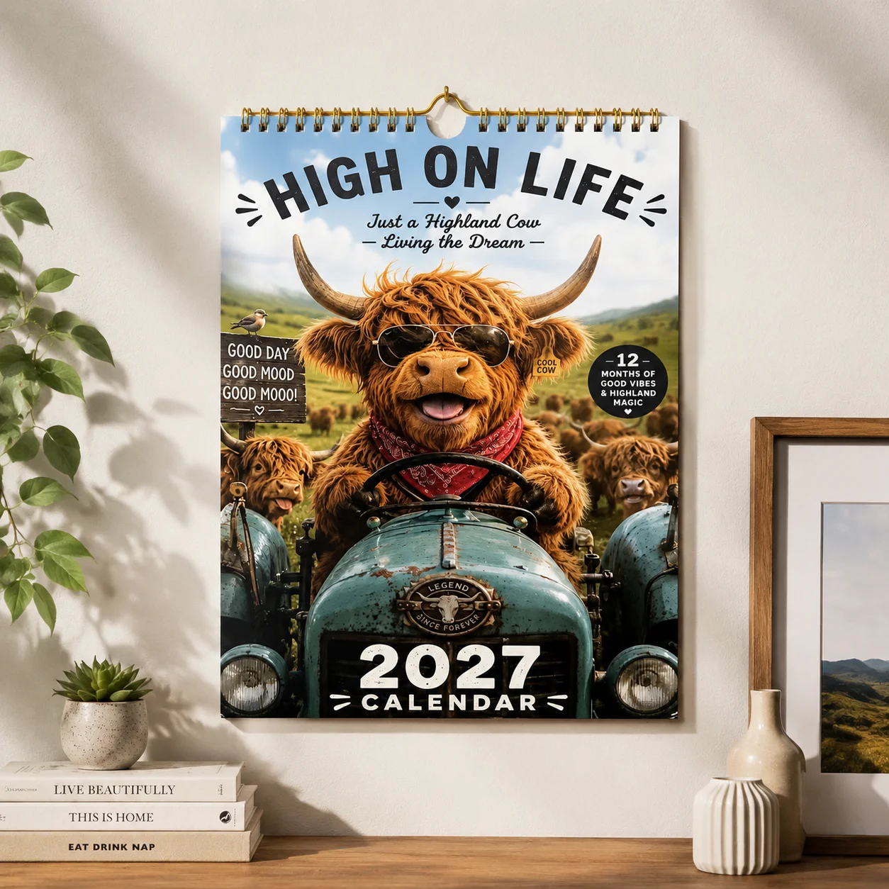 2027 Highland Cow Wall Calendar Monthly Wall Calender Cute Highland Cow Display Schedule Planner For Home Office School