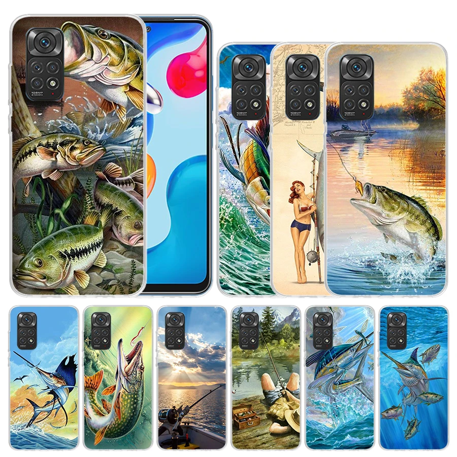 Offshore Angling Fishing Fish Rod Soft Cover for Xiaomi Redmi Note 12 11S 11T 11E 10S 10 Pro Print Phone Case 11 9S 9 9T 8 8T 7