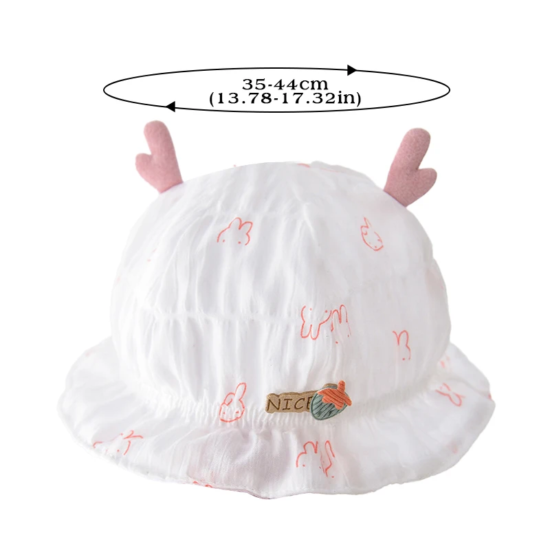 0-6Months Newborn Fisherman Cap Thin Cotton Sunshade Basin Cap Cute Cartoon Baby Fetal Hat Baby Boy Girl Kids Rabbit Sun Visors