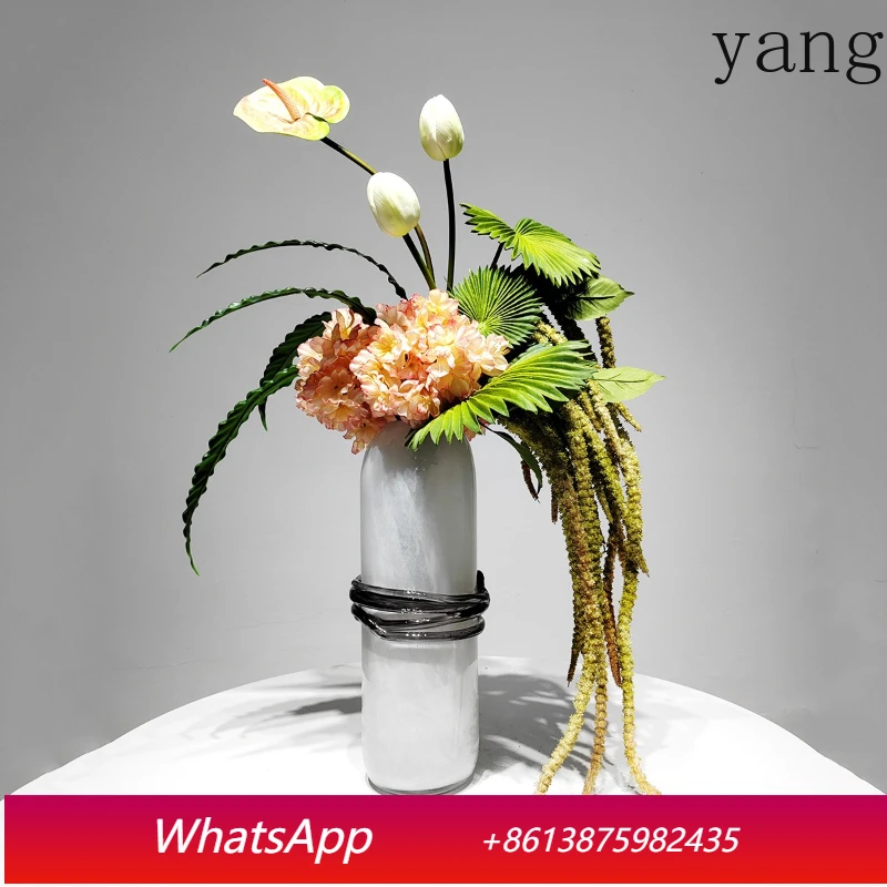 

Yjq simulated flower light luxury floral green plant living room hotel dining table decoration craft ornament