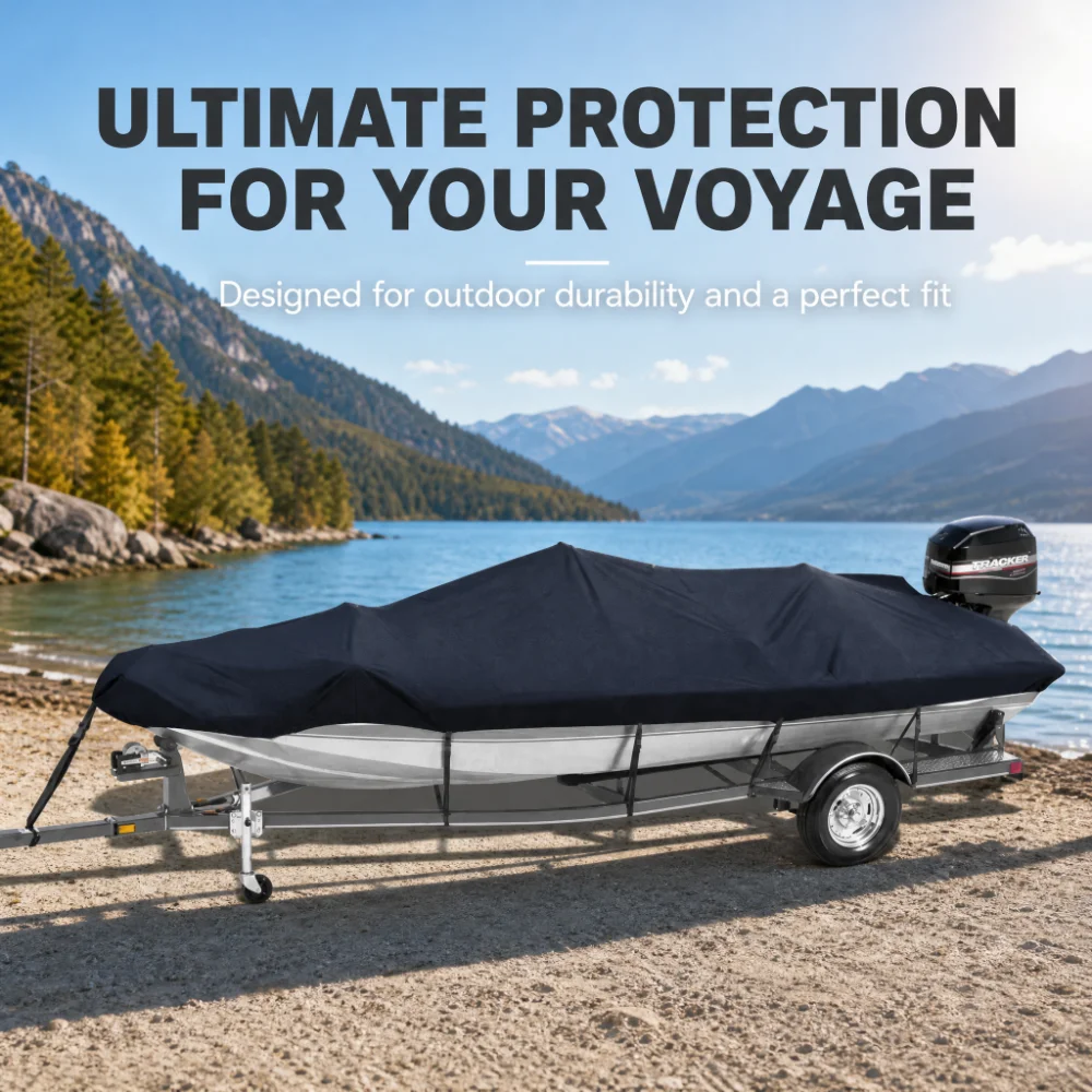 Elastic Hem V Shaped Yacht Cover 190T Polyester Taffeta Waterproof Sunproof Dustproof Outdoor Boat Guard