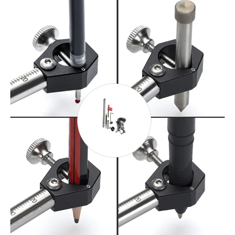 Double Purpose Metal Woodworking Marker For Exact Straight Lines And Round designs Using Steel Wheel 37JD