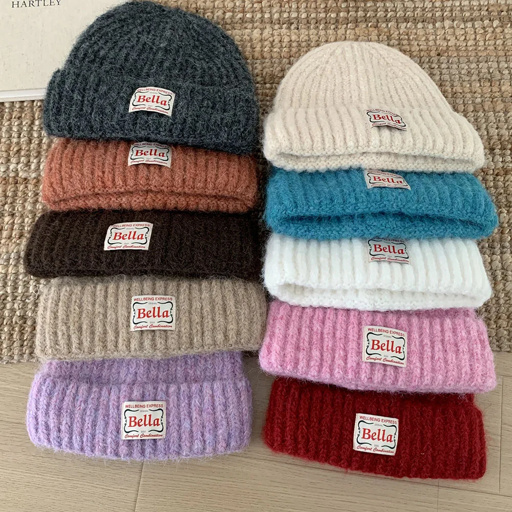 Letter True 10-Farben-Freizeitmützen für Männer und Frauen, modische gestrickte Wintermütze, solide Hip-Hop-Skullies-Mütze, Motorhaube, Unisex-Kappe