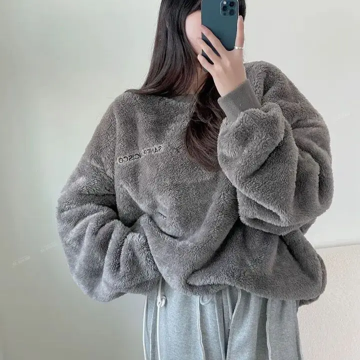 Pullover in peluche stile pigro Pullover Oversize Femme top Office Lady Soft manica lunga autunno 2023 maglioni donna caldi Chic