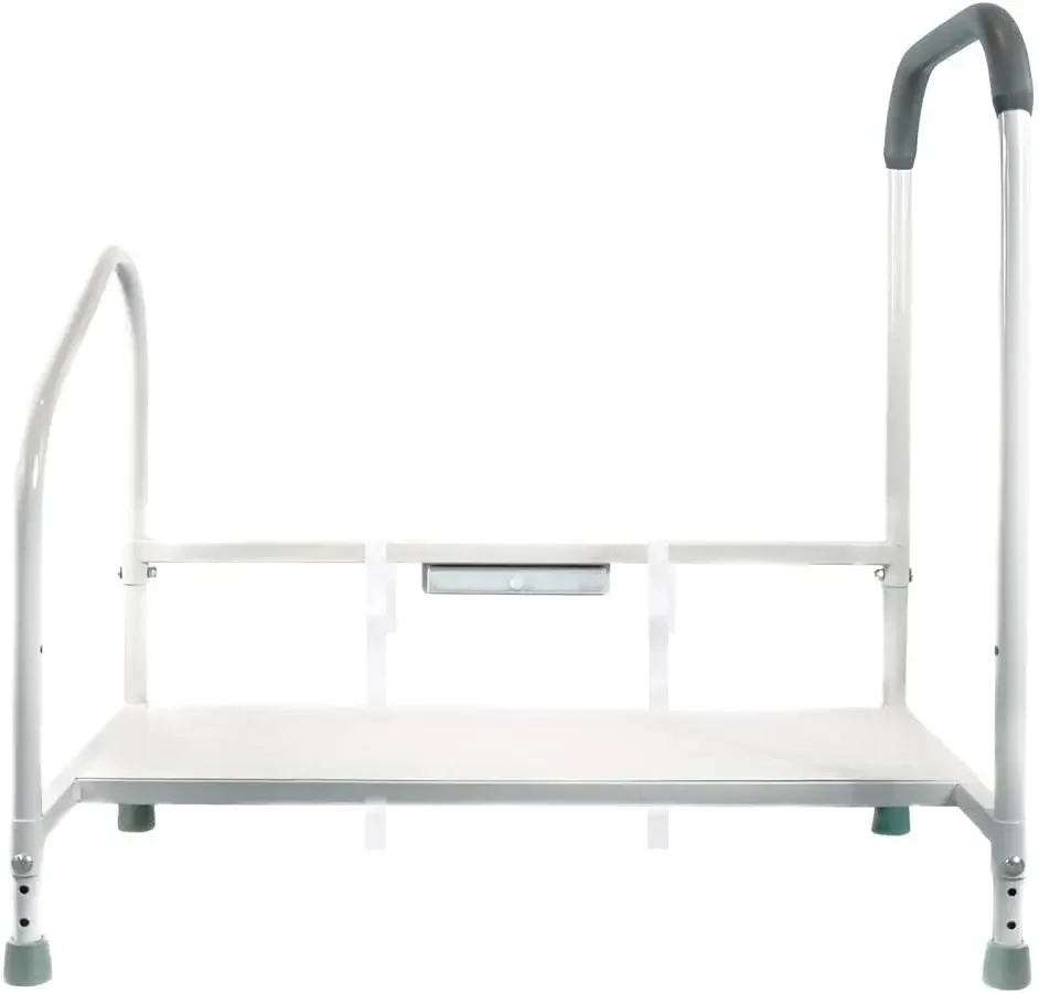 Bed Rails For Elderly with Adjustable Height Bed Step Stool & LED Light for Fall Prevention - Portable Medical Step Stool comes