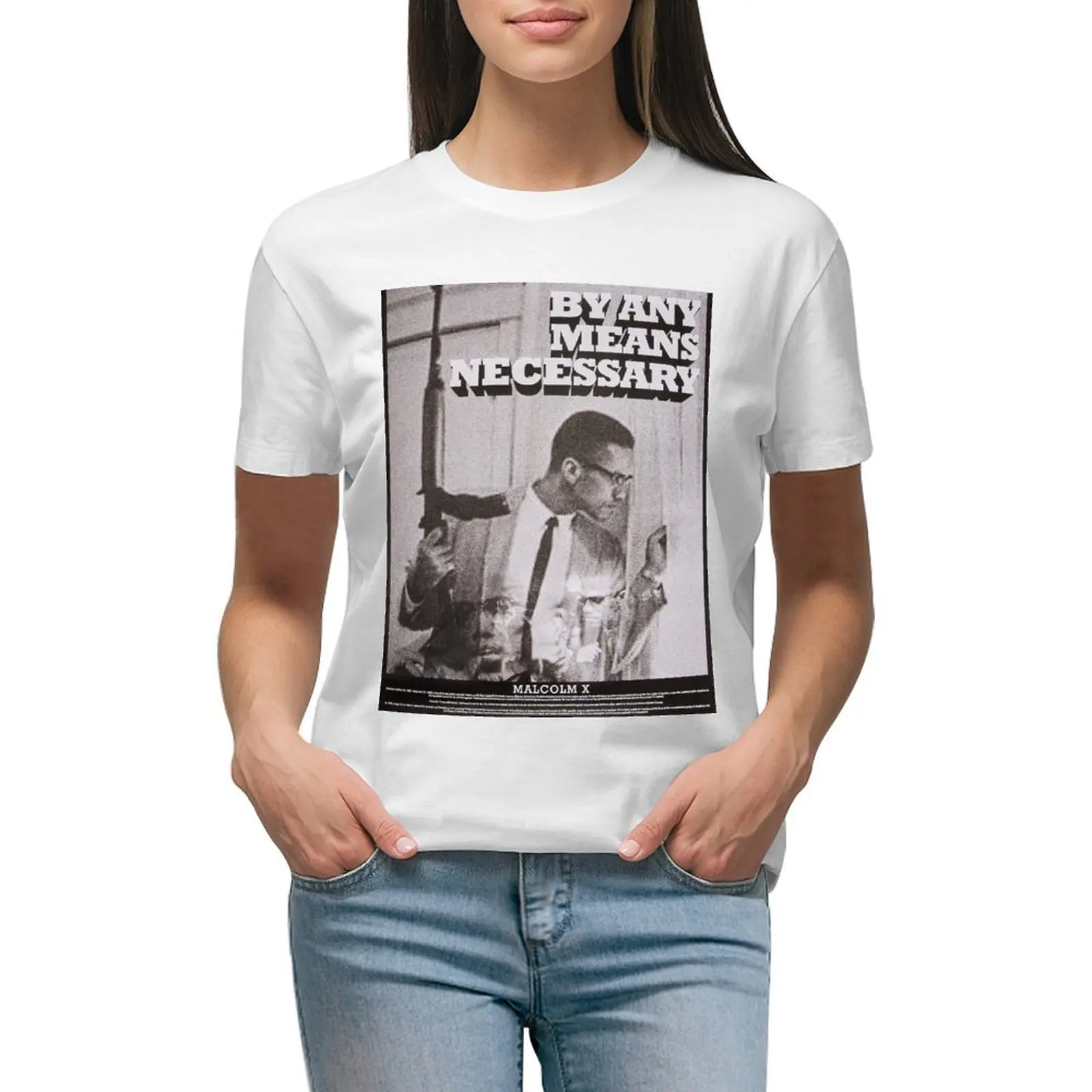 

Means Malcolm In Window Poster T-shirt lady clothes cute tops oversized woman t shirt