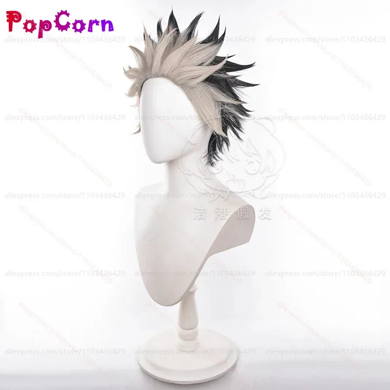 QQ28LQGen นารูมิผู้ชาย 32 ซม.ผมสั้นสีเทาสีดำวิกผมอะนิเมะคอสเพลย์วิกผมสังเคราะห์ทนความร้อน