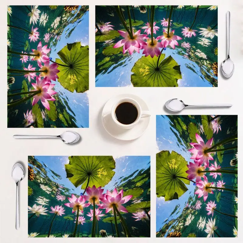 

4-piece placemat set, floral design, easy to clean, rectangular kitchen decor, 12×18 inches, perfect for any occasion.
