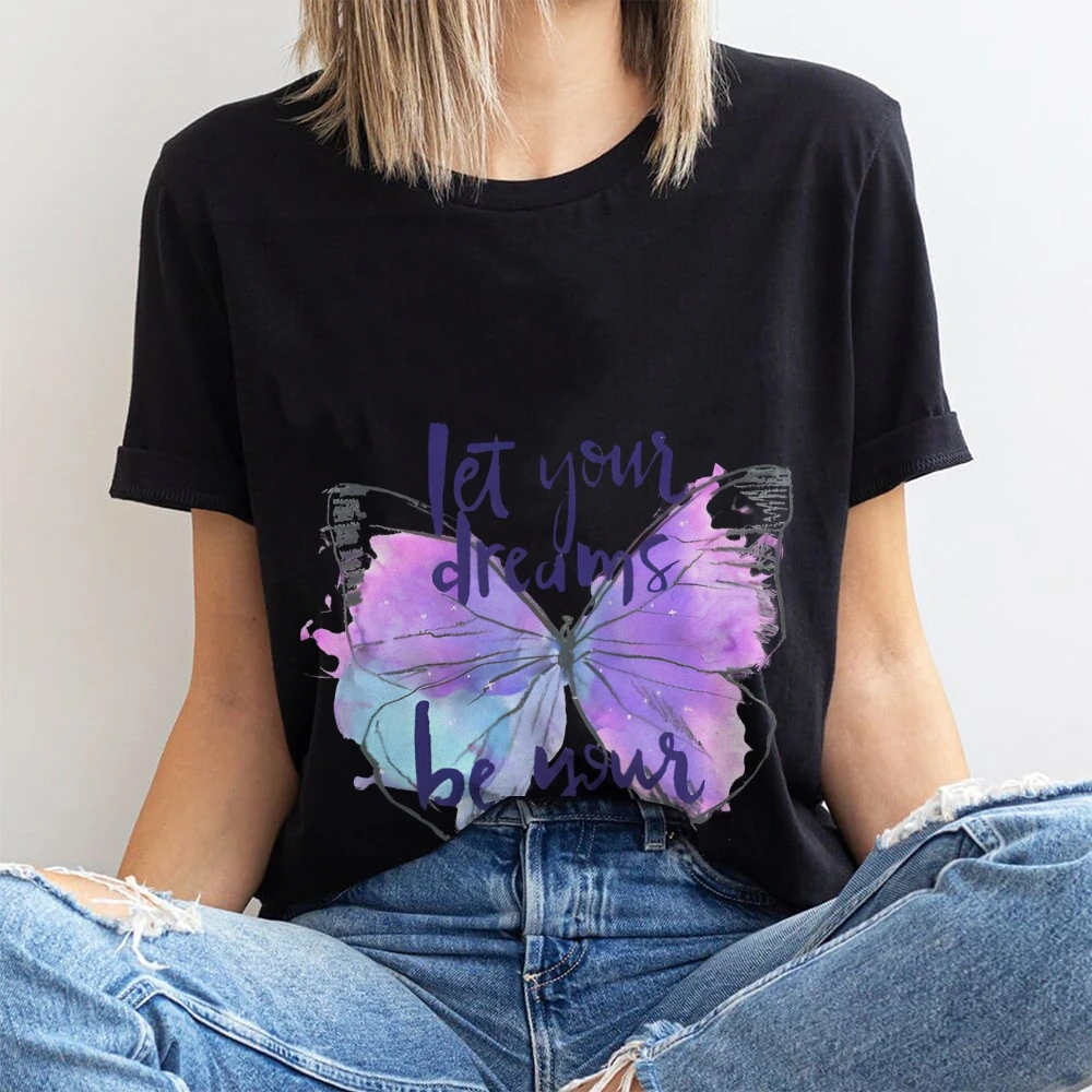

Inspirational with Butterfly Print, Motivational & Stylish, Soft and Comfortable Y2k Graphic Tee,Soft Fabric for Casual Look