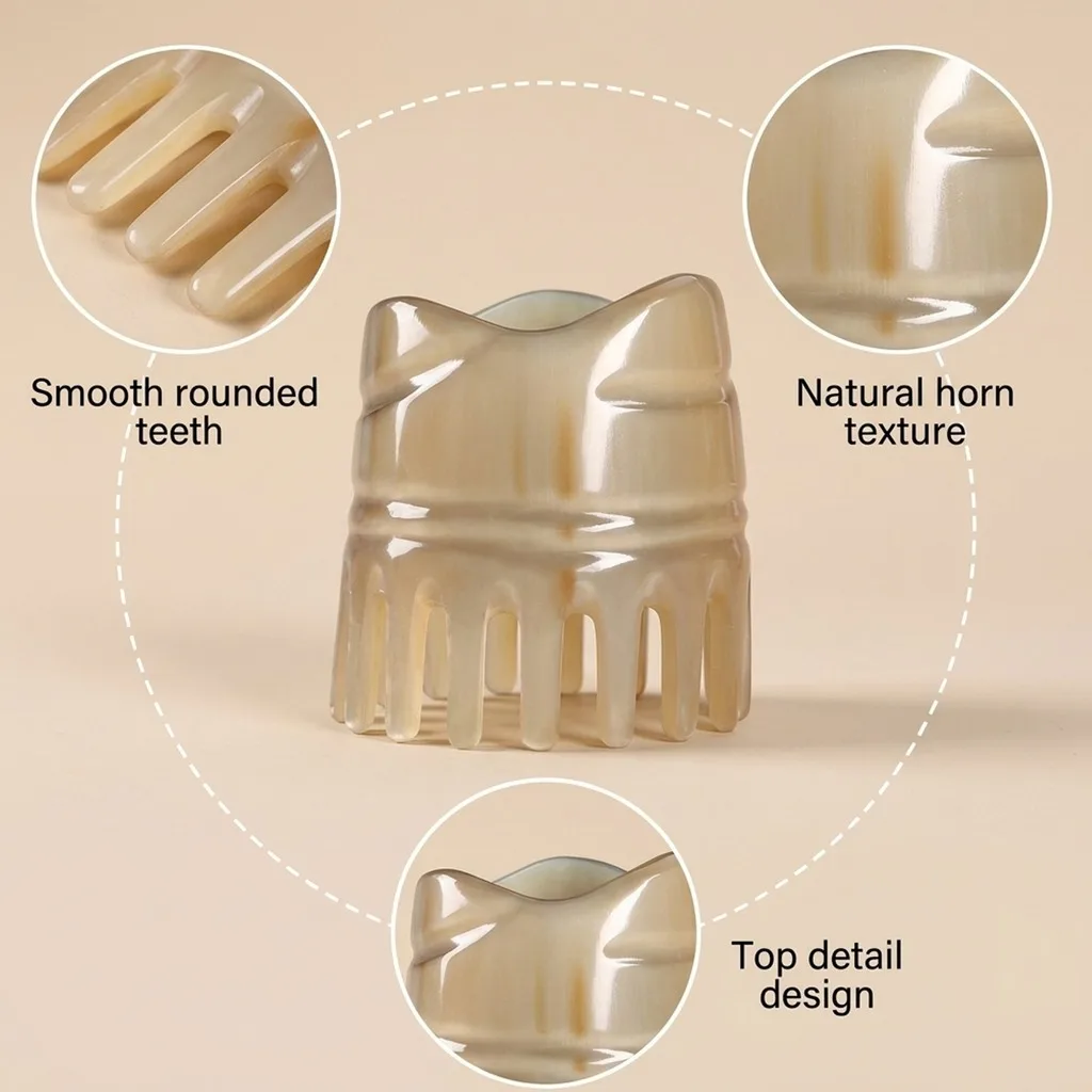 New Scalp Massager Comb Buffalo Horn Dual Side Fine Tooth Detangler For Hair Growth Styling Acupressure Head Massage Women Men