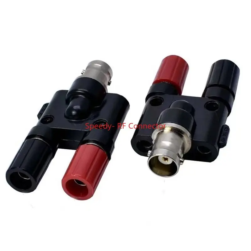 1Pcs Q9 BNC Banana To Two Dual 4mm Banana Male Female Jack Coaxial Connector BNC Tee Type 3Way Splitter RF Adapter High Quanlity