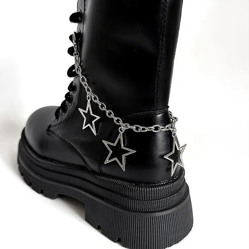 1pcs metal chain sneakers shoes lace charms hanging Accessories for martens boots shoe phone case heart Decorations unisex gifts