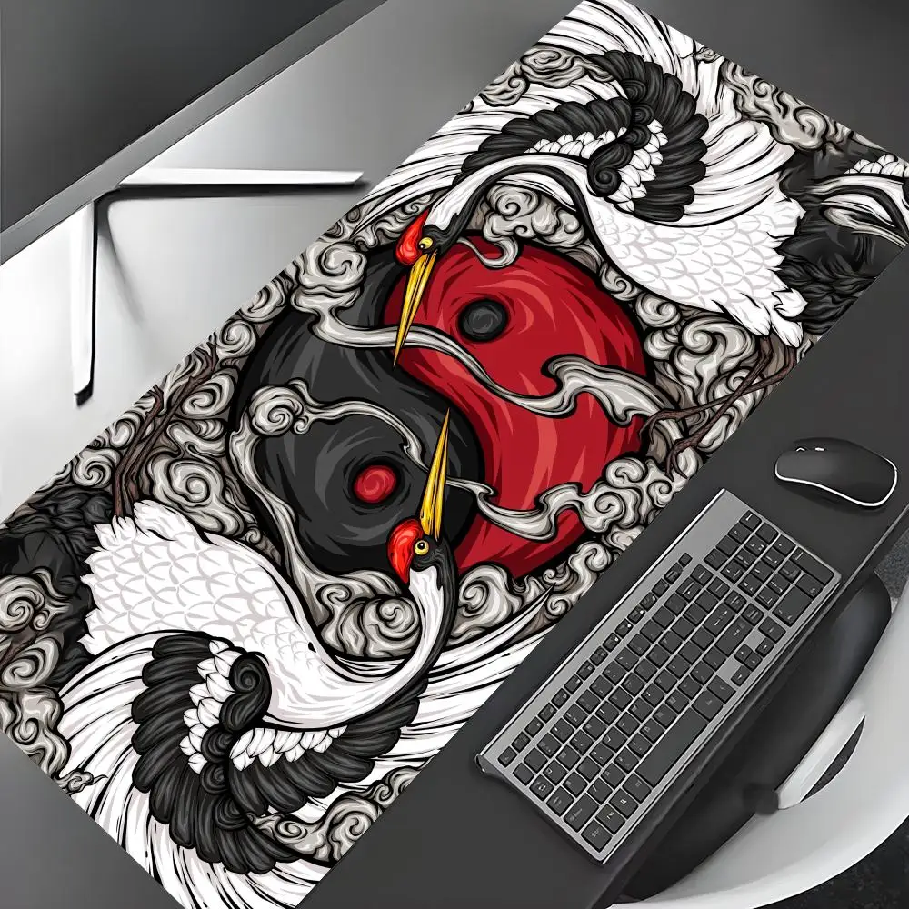 

Коврик для мыши с рисунком журавля с красной короной, настольный коврик, игровой коврик, аксессуары для геймера, резиновая противоскользящая клавиатура, расширяющийся коврик для мыши