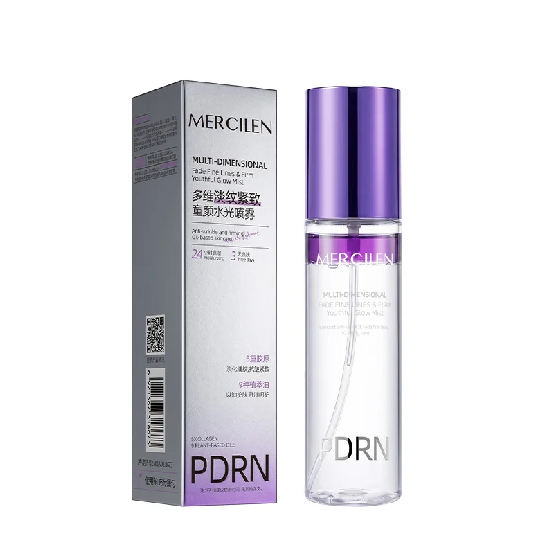 MERCILEN Straffendes Feuchtigkeitsspray 100ml enthält Niacinamid, Kollagen und pflanzliches Squalan, um die Haut mit Feuchtigkeit zu versorgen, Falten weniger sichtbar zu machen, die Haut zu straffen und zu nähren, sie aufzuhellen und das Hautbild jünger wirken zu lassen. – Detail 7