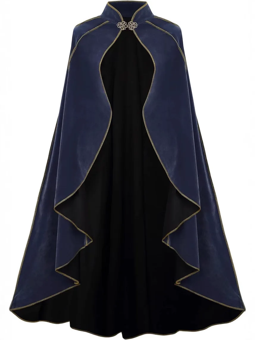 Gold Trimmed Medieval Plush Cloak Vintage Irregular Cape Cloak Cosplay Costume Green Robe New Arrival Carnival Dress Up Party view 3