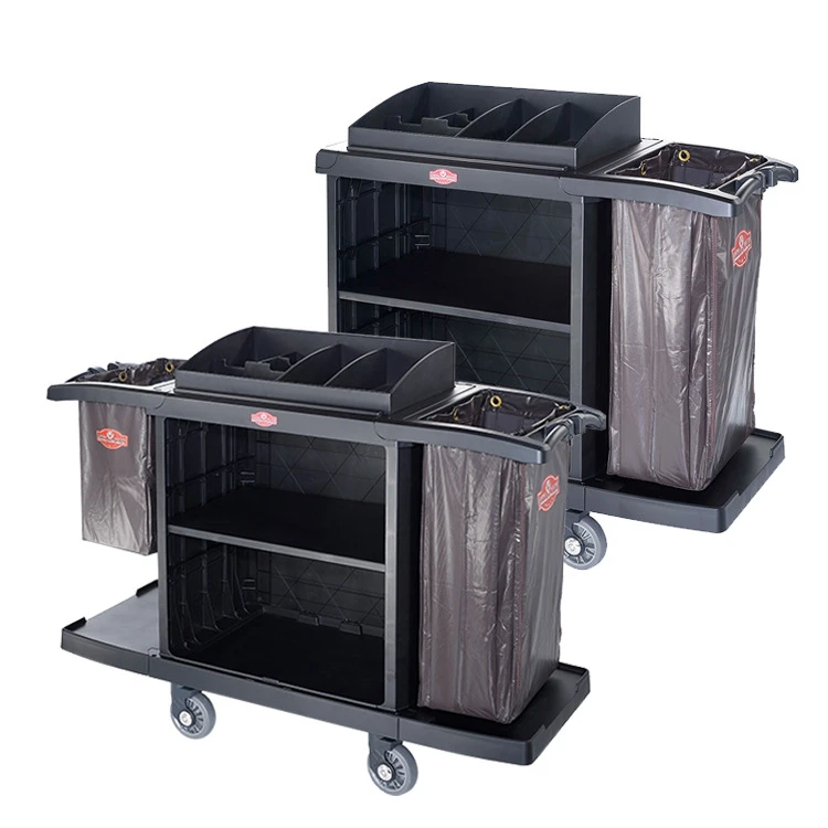 

High Quality Rubbermaid Room Attendants Trolley Black Premium Housekeeping Maid's Cart For Hotel