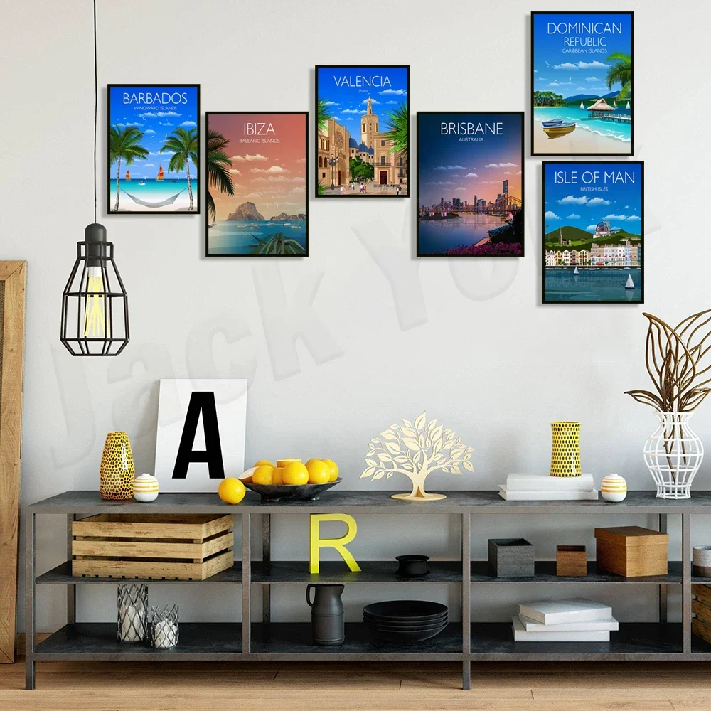 British Isles, Perth City, Mallorca, Valencia City, Brisbane Queensland, Sofia, Caribbean Sea, Cape Town City Travel Poster