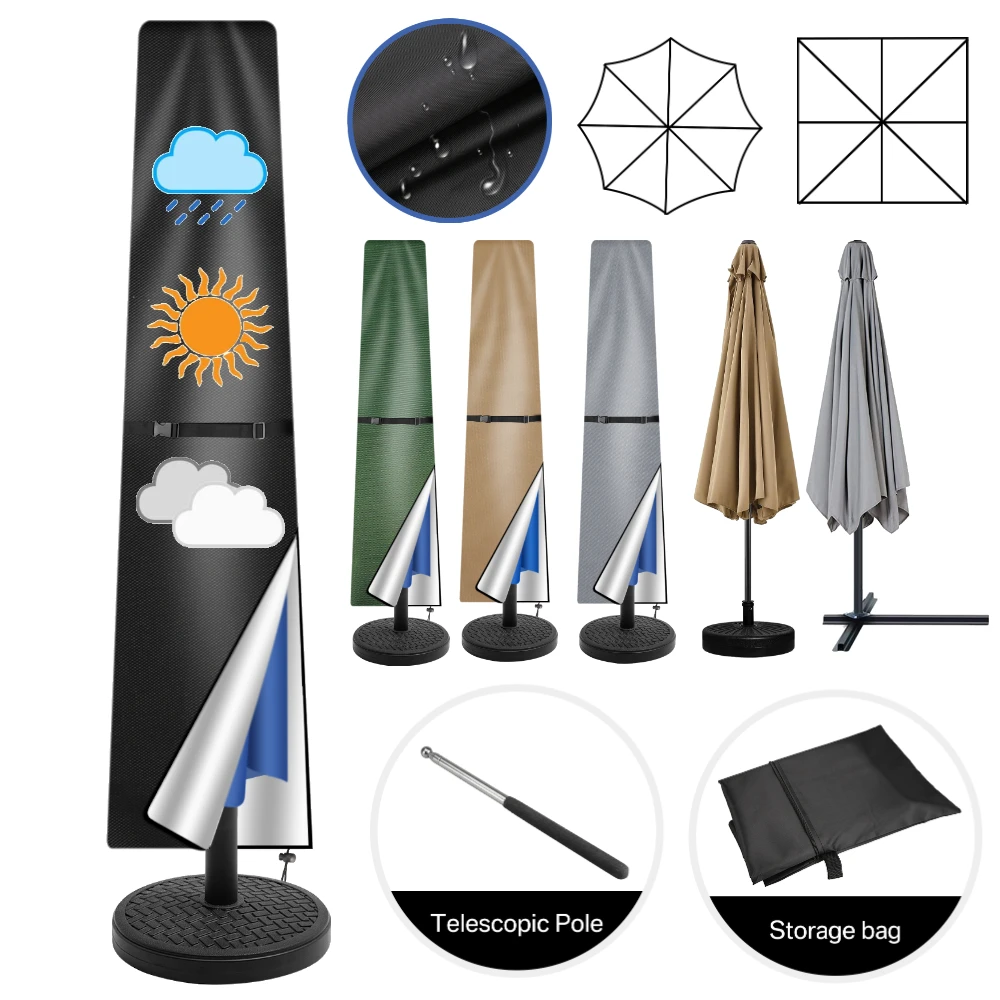 10' x 13' offset patio umbrella 10' x 13' Rectangle Cantilever Umbrella, Sand main image 1