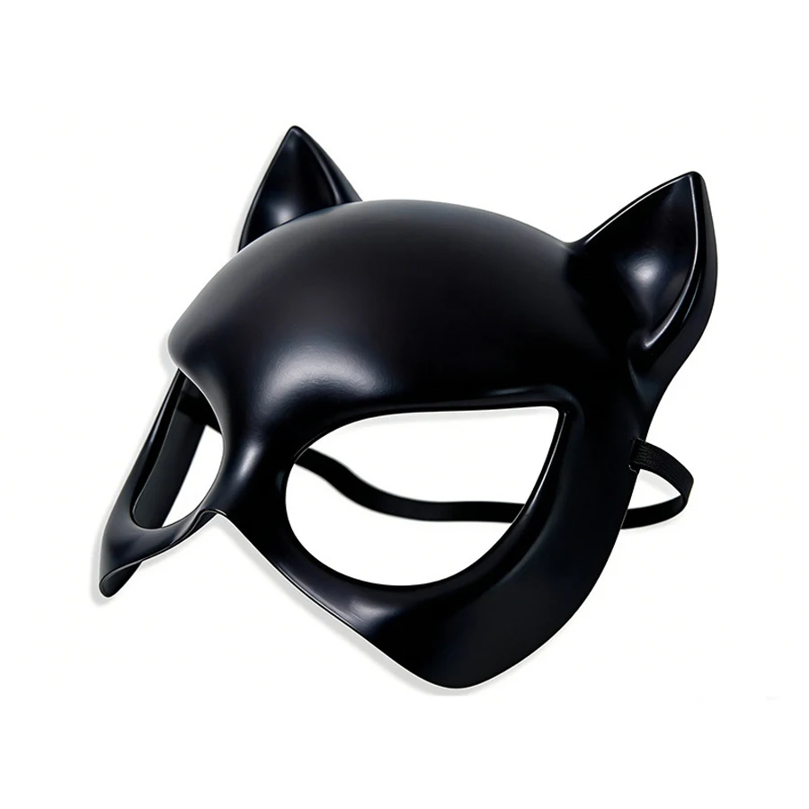 Schwarze Katzenfrau-Halbmaske, Katzenohren-Maskerade-Maske, Halloween-Cosplay-Party-Kostüm-Maske für Frauen – Detail 4