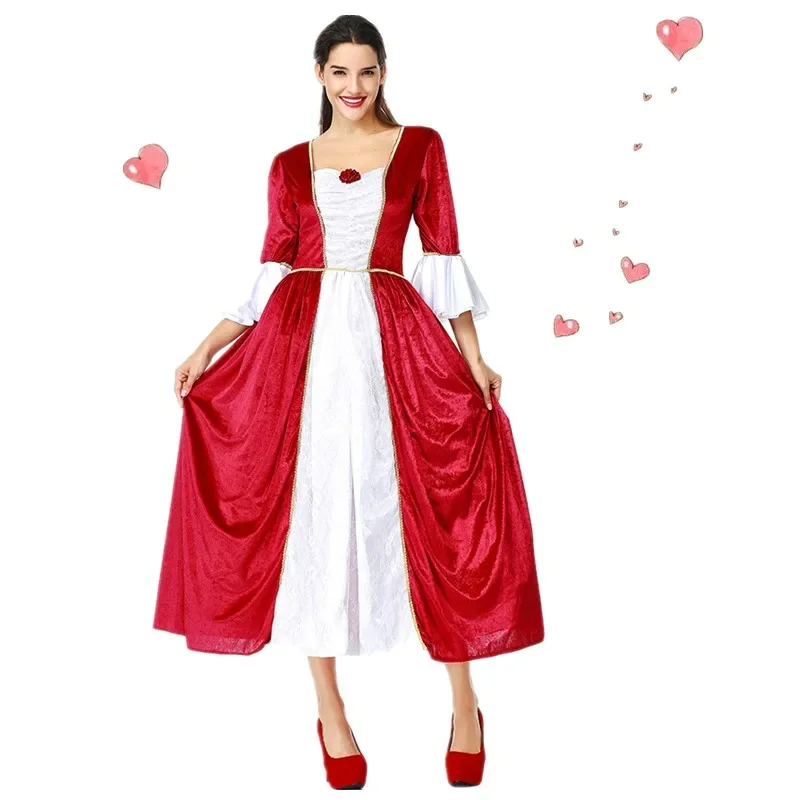 

Renaissance Princess Queen Robe Velvet Vintage Gown Costume Halloween Cosplay Vampire Maid Gown Dress