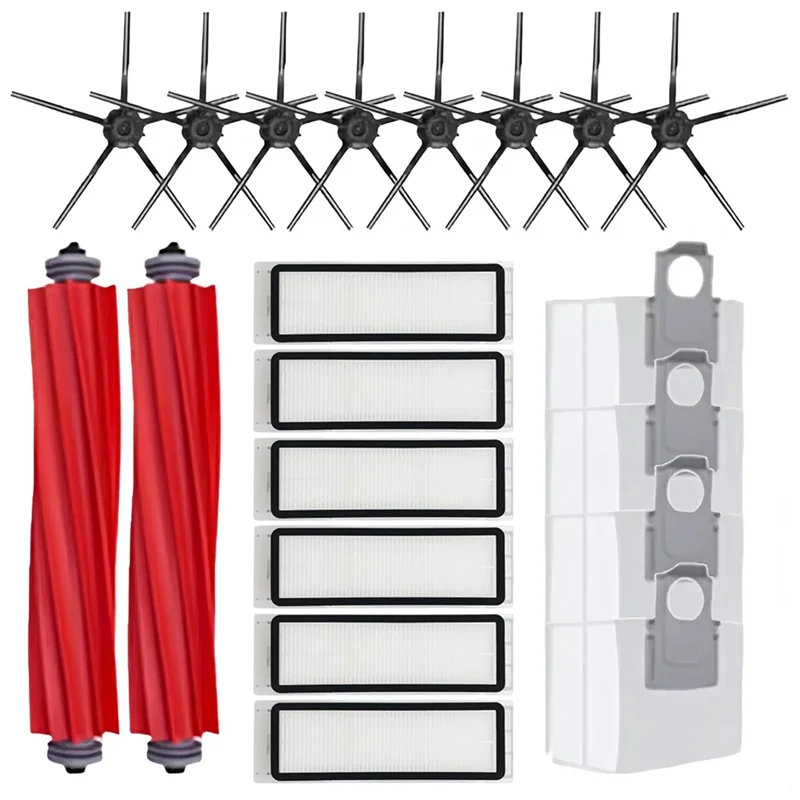 ABRW-20PCS pièces de rechange pour Roborock S7/ S7 +/S7 Max/S7 Maxv Plus accessoires pour aspirateur rouleau brosses latérales filtre sacs à poussière