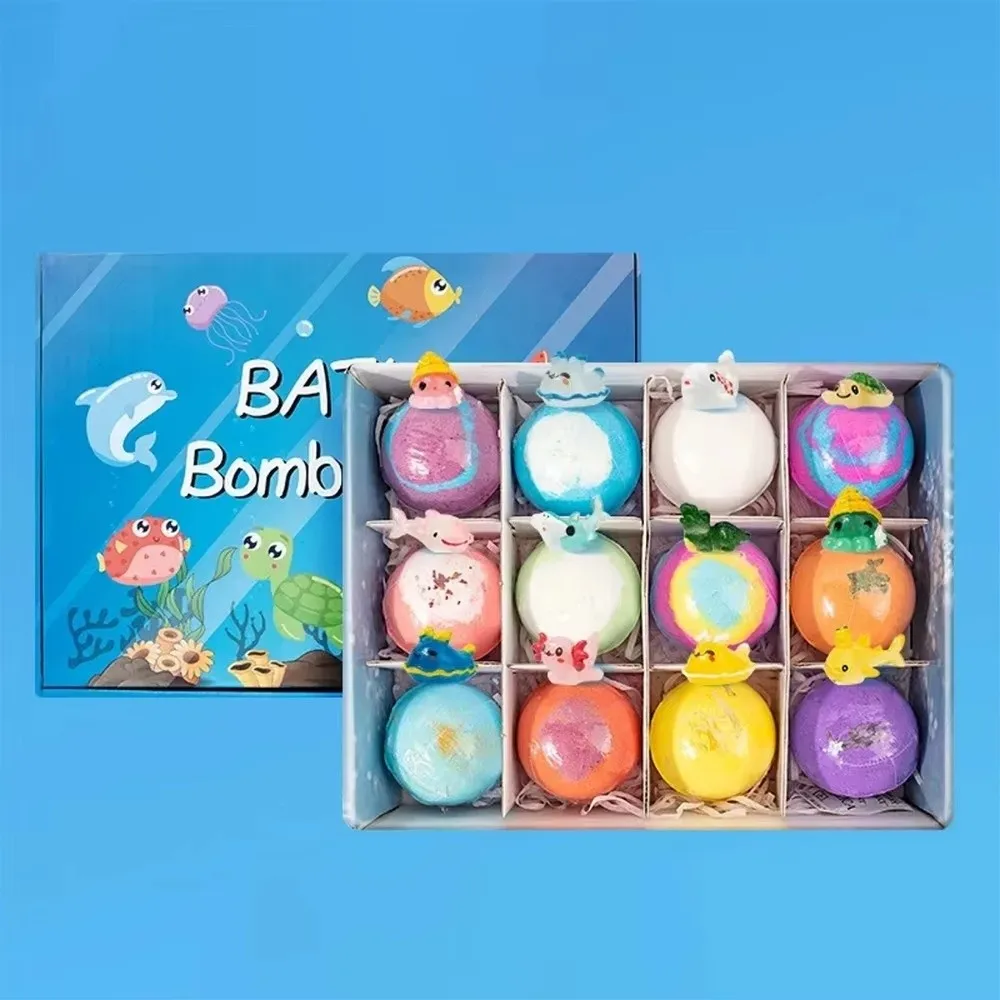 Bombas de Baño con Temática Oceánica, con Sorpresa de Cambio de Color, Bombas de Baño Relajantes para Niños con Juguetes Sorpresa