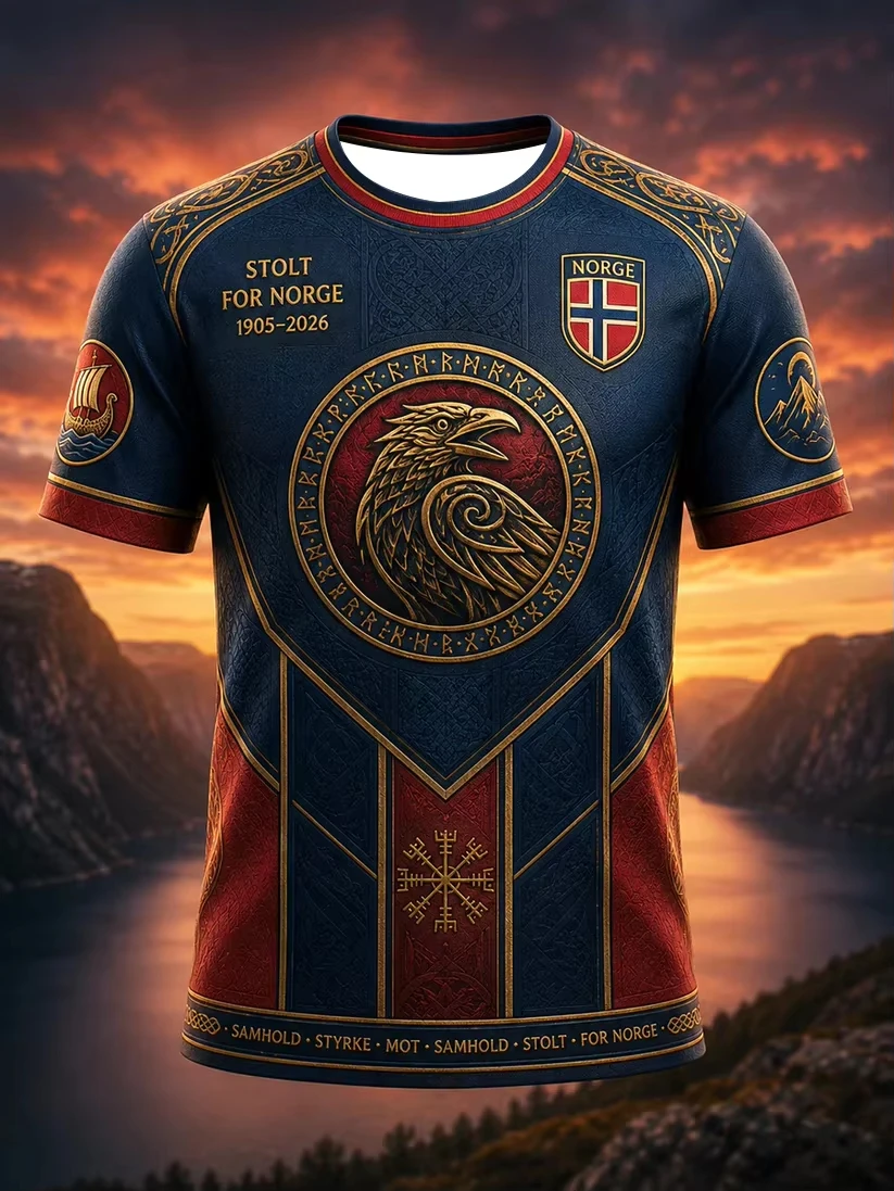 2026/27 Best-selling Norwegian Men's Football Training Shirt - 3D Printed, Breathable, Quick-Drying Family Couple Style T-Shirt
