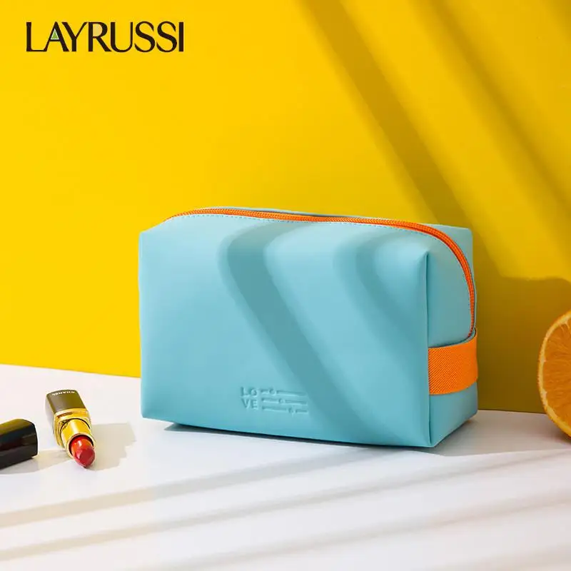 LAYRUSSI Women Waterproof Cosmetic Bag Candy Color Travel Makeup Bag Lady Portable Makeup Organizer Men Toiletry Storage Bag