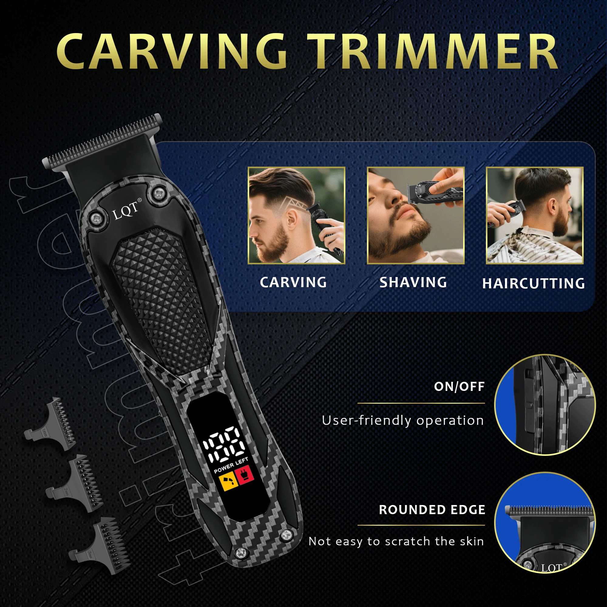 4 in 1 Men's Grooming Kit Hair Clipper Beard Trimmer Body Groomer Nose Trimmer LCD Display USB Rechargeable T Blade Shaver