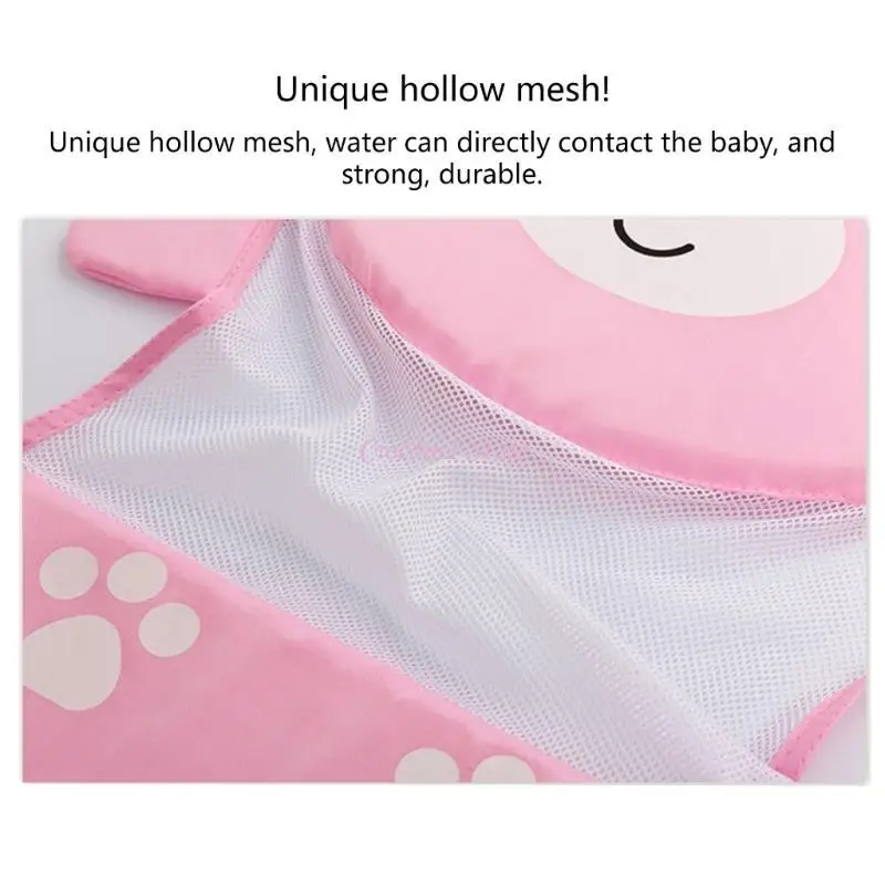 Y1UB Secure Baby Bath Mat Bathtub Net Pocket with Three Designing , Adjustable and Convenient Newborns Shower Cushion