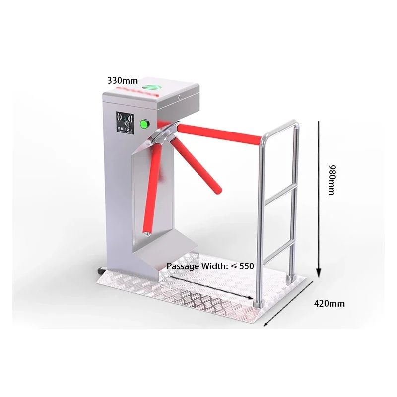 Pedestrian Tripod Turnstile 304 Stainless Steel Bi-Directional Face Recognition RFID Card Access Control Anti Tailgating