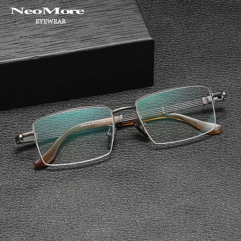 

Luxury Brand Natural Cow Horn Material Glasses Titanium Prescription Progressive Glasses with Glasses Degree Eyewear Frames