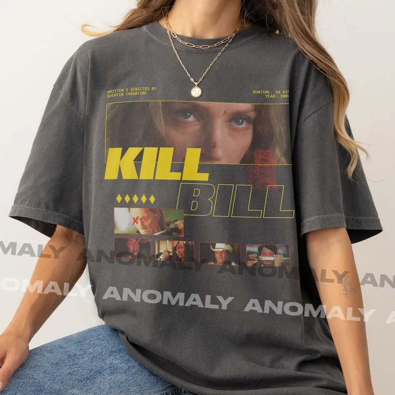 Kill Bill Movie  Unisex Retro Japanese Action Film Graphic T Quentin Tarantino Movie Streetwear  Faded Oversized Teeshirt